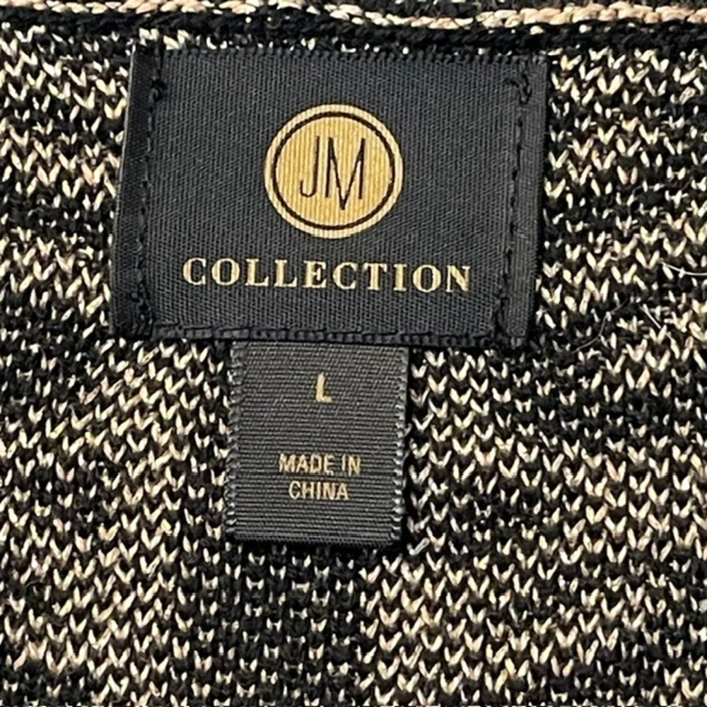 JM Collection Women Black Gold Metallic Damask Jacquard Open Front Cardigan Sz L - Picture 5 of 8